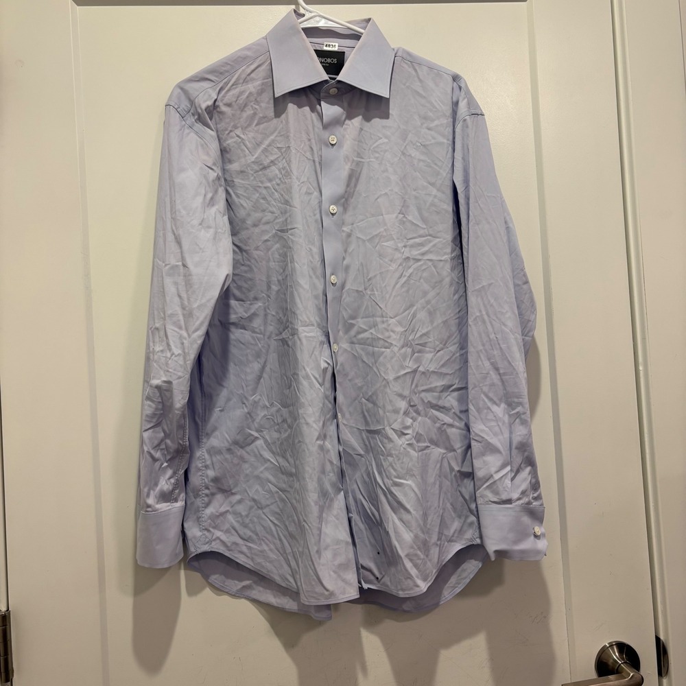 Bonobos Stretch Dress Shirt Mens 16 33 Slim Fit Light Blue Long Sleeve Button Up